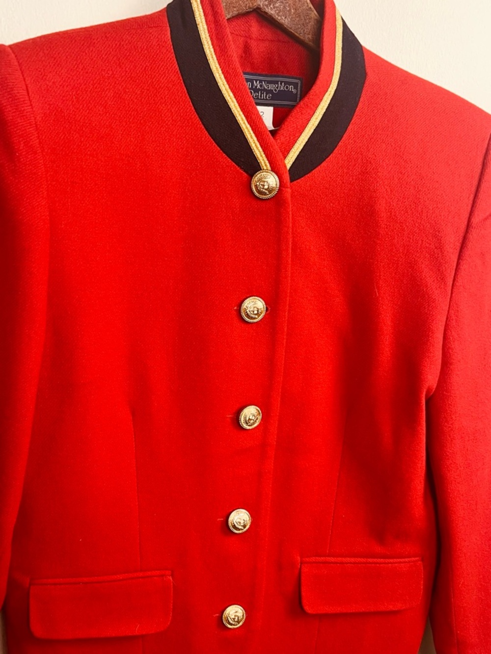 Vintage Norton McNaughton Red Petite Blazer – Military-Inspired – Size 12 - Picture 3 of 15
